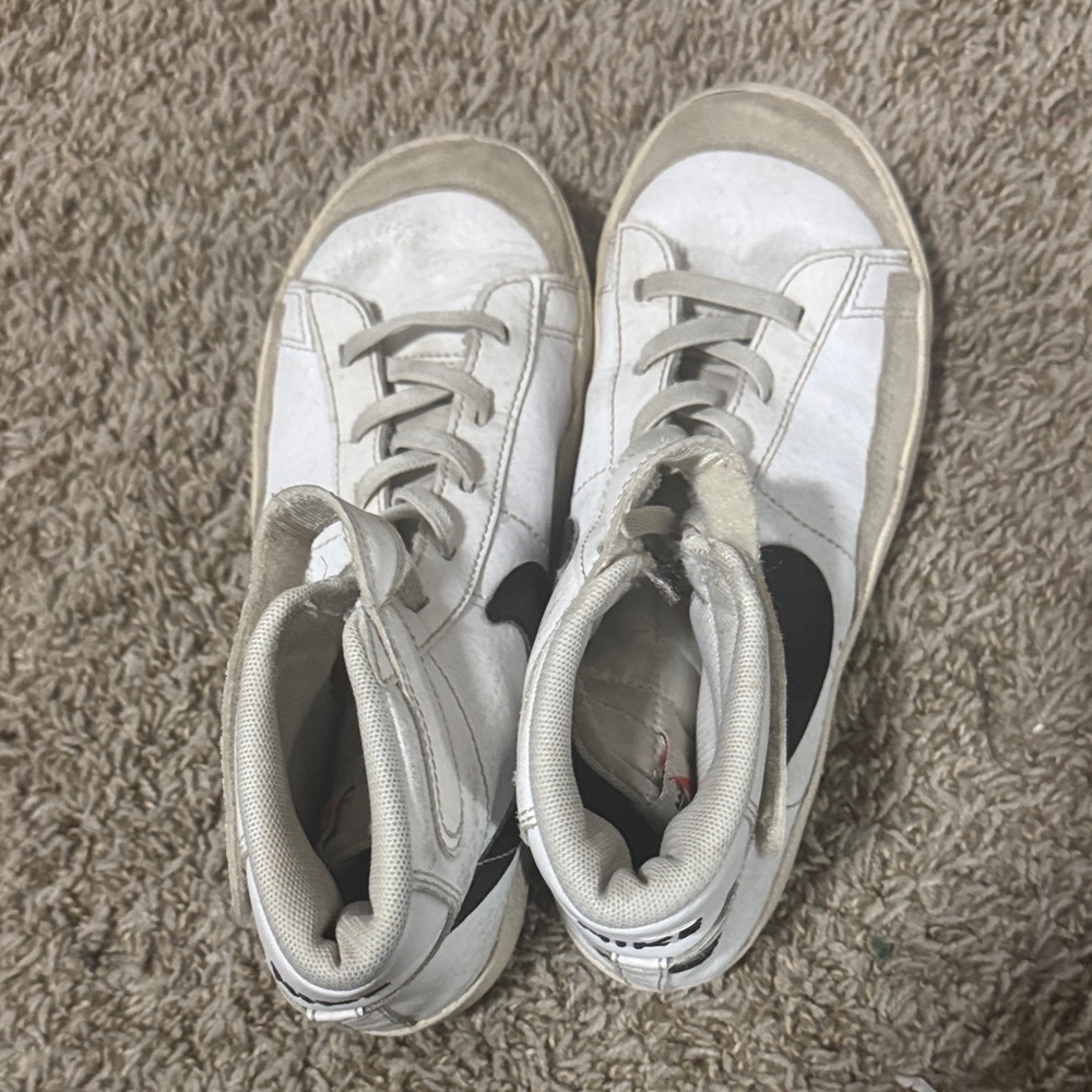 Nike Kids White and Black High-Top Sneakers